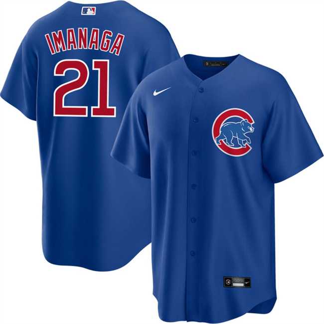 Mens Chicago Cubs #21 Shota Imanaga Blue Cool Base Stitched Baseball Jersey Dzhi